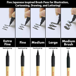 Bimoji Fude Brush Pen 5-sæt i gruppen Penne / Kunstnerpenne / Penselpenne hos Pen Store (136420)