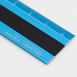 Lineal Aluminium/Læder 15 cm Turquoise/Black i gruppen Hobby & Kreativitet / Hobbytilbehør / Linealer hos Pen Store (136446)