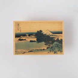 Postkort i Hinoki-træ – Hokusai ”Views of Mount Fuji” 6-sæt A i gruppen Hobby & Kreativitet / Højtider og sæsoner / Kort og kuverter hos Pen Store (136592)