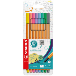 Point 88 Fineliner 8-pak Pastel i gruppen Kundsegment / Kundsegment Art hos Pen Store (136797)