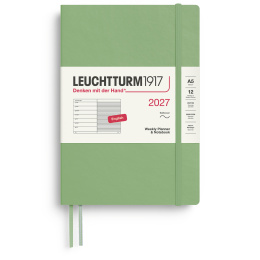 Kalender Weekly Planner & Notebook 2027 A5 Soft Cover Sage i gruppen Papir & Blokke / Kalendere / 12 mdr kalendere hos Pen Store (137500)