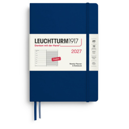 Kalender Weekly Planner & Notebook 2027 A5 Navy i gruppen Papir & Blokke / Kalendere / 12 mdr kalendere hos Pen Store (137523)
