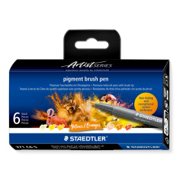 Pigment Arts Brush Pen 6-sæt Yellow/Orange i gruppen Produktserie / Staedtler Artist Series hos Pen Store (137615)
