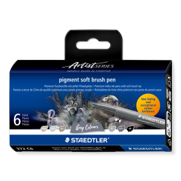 Pigment Arts Soft Brush Pen 6-sæt Grey i gruppen Penne / Kunstnerpenne / Penselpenne hos Pen Store (137626)