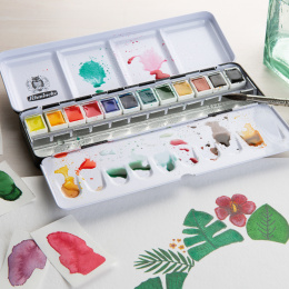 Akademie Akvarelsæt Half Pans 12-sæt + 12 tomme i gruppen Kunstnerartikler / Kunstnerfarver / Akvarelmaling / Akvarelfarve i kop hos Pen Store (137801)