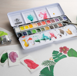 Akademie Aquarell Half Pans 24-sæt i gruppen Kunstnerartikler / Kunstnerfarver / Akvarelmaling / Akvarelfarve i kop hos Pen Store (137802)