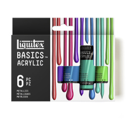 Akrylmaling Basics Metallic Set 6x22 ml i gruppen Kunstnerartikler / Kunstnerfarver / Akrylmaling hos Pen Store (137836)