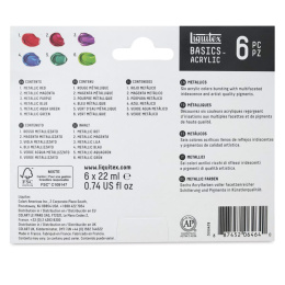 Akrylmaling Basics Metallic Set 6x22 ml i gruppen Kunstnerartikler / Kunstnerfarver / Akrylmaling hos Pen Store (137836)