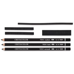 Nero Deep Black sæt 7 delar i gruppen Kunstnerartikler / Kridt og blyanter / Kulblyanter og tegnekul hos Pen Store (138029)