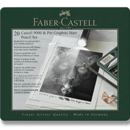 Blyertsset Pitt Graphite Matt + Castell 9000 20-set i gruppen Kunstnerartikler / Kridt og blyanter / Grafit og blyant hos Pen Store (138032)