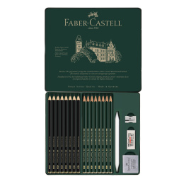 Blyertsset Pitt Graphite Matt + Castell 9000 20-set i gruppen Kunstnerartikler / Kridt og blyanter / Grafit og blyant hos Pen Store (138032)