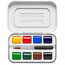 l'Aquarelle Aqua-mini Akvarellset 8 halvkoppar + pensel i gruppen Kunstnerartikler / Kunstnerfarver / Akvarelmaling / Akvarelfarve i kop hos Pen Store (138036)