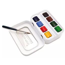 l'Aquarelle Aqua-mini Akvarellset 8 halvkoppar + pensel i gruppen Kunstnerartikler / Kunstnerfarver / Akvarelmaling / Akvarelfarve i kop hos Pen Store (138036)