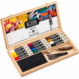 Oil Stick Trææske 12-sæt + tilbehør i gruppen Kunstnerartikler / Kridt og blyanter / Oliekridt hos Pen Store (138092)