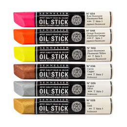 Oil Stick Flurescent & Metallics 6-sæt  i gruppen Kunstnerartikler / Kridt og blyanter / Oliekridt hos Pen Store (138093)