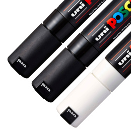 PC-7M Black/White 3-sæt i gruppen Penne / Kunstnerpenne / Illustrationmarkers hos Pen Store (poscaPC7M_set)